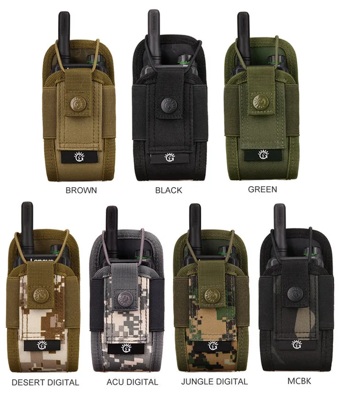 Compact MOLLE Utility Radio Holder Bag with Camo Pattern view 2