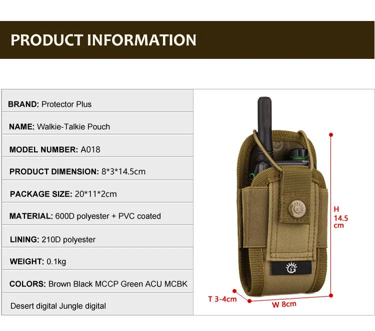 Compact MOLLE Utility Radio Holder Bag with Camo Pattern view 5