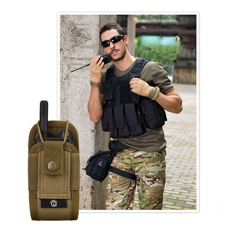 Compact MOLLE Utility Radio Holder Bag with Camo Pattern view 6