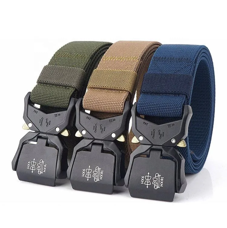 Custom Logo Adjustable Fabric Belt — Black — Tactical Accessories