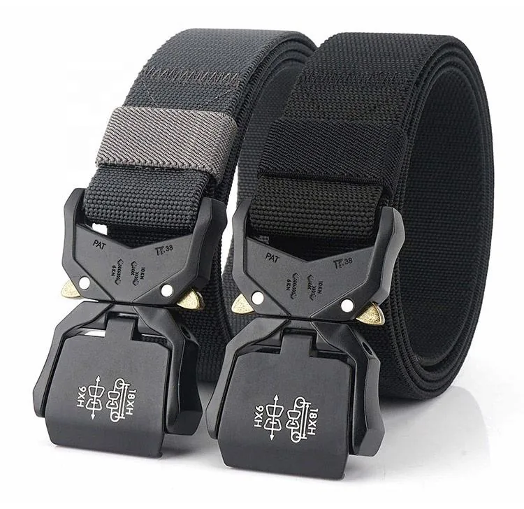 Custom Logo Adjustable Fabric Belt — Black view 2