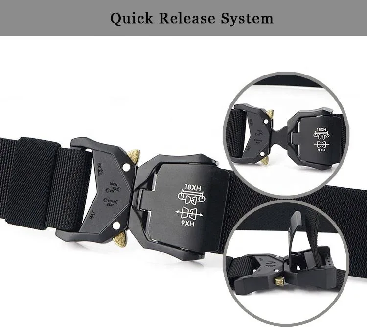 Custom Logo Adjustable Fabric Belt — Black view 3