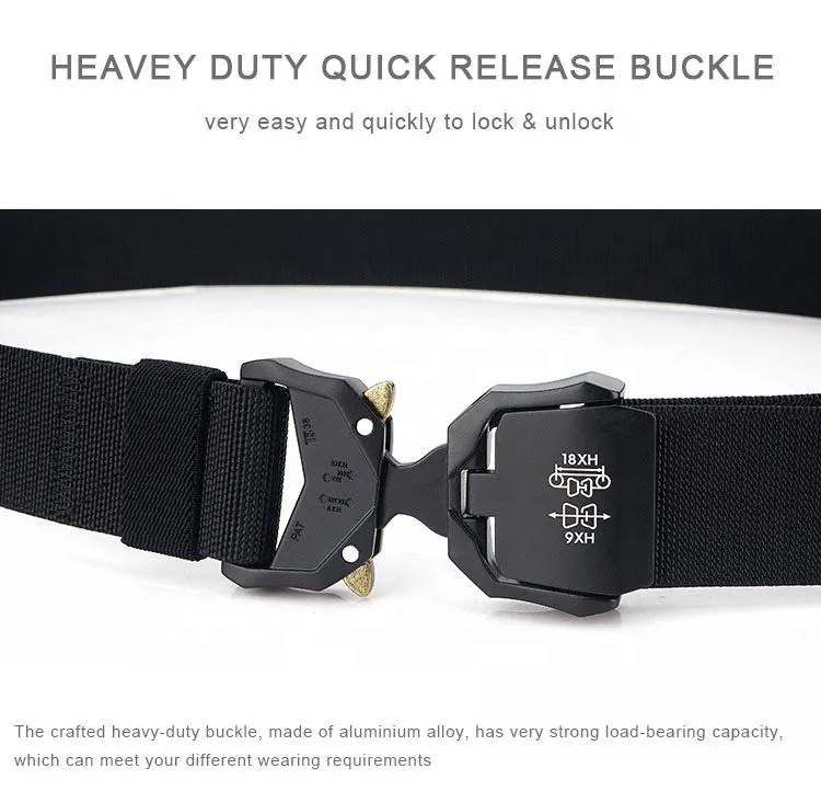 Custom Logo Adjustable Fabric Belt — Black view 5