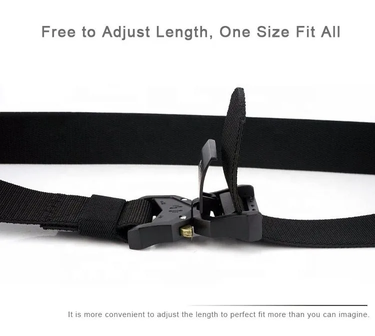 Custom Logo Adjustable Fabric Belt — Black view 6
