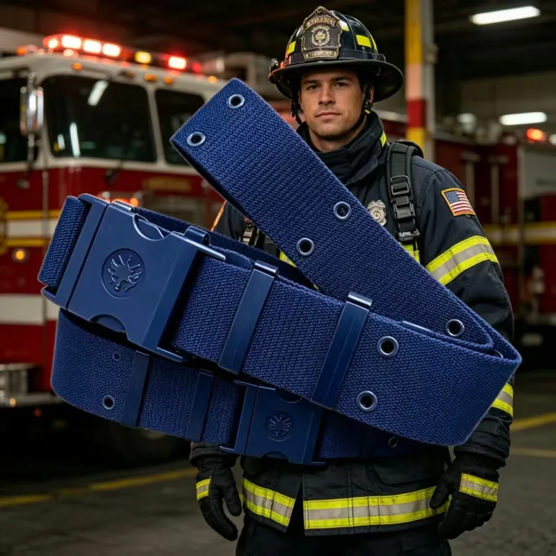 Fire Rescue Woven Plastic Buckle Belt — Black — Tactical Accessories