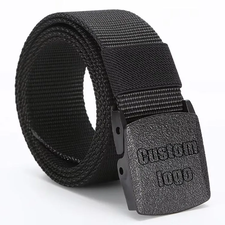 Custom Logo Plastic Buckle Casual Belt — Black — Tactical Accessories