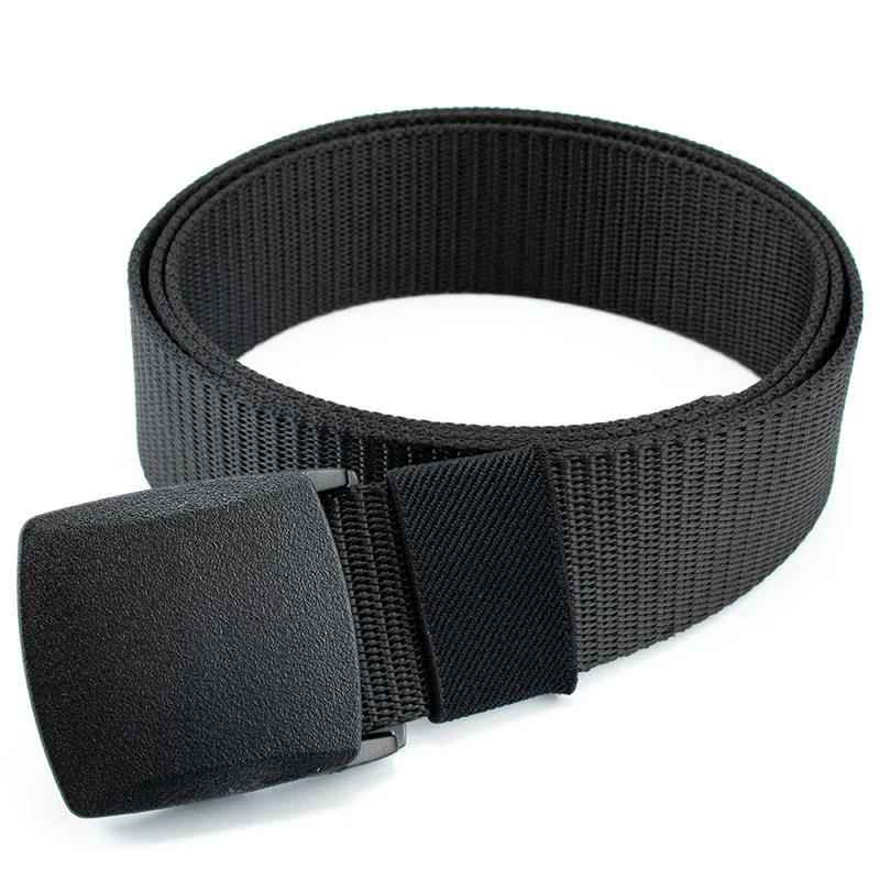 Custom Logo Plastic Buckle Casual Belt — Black view 2