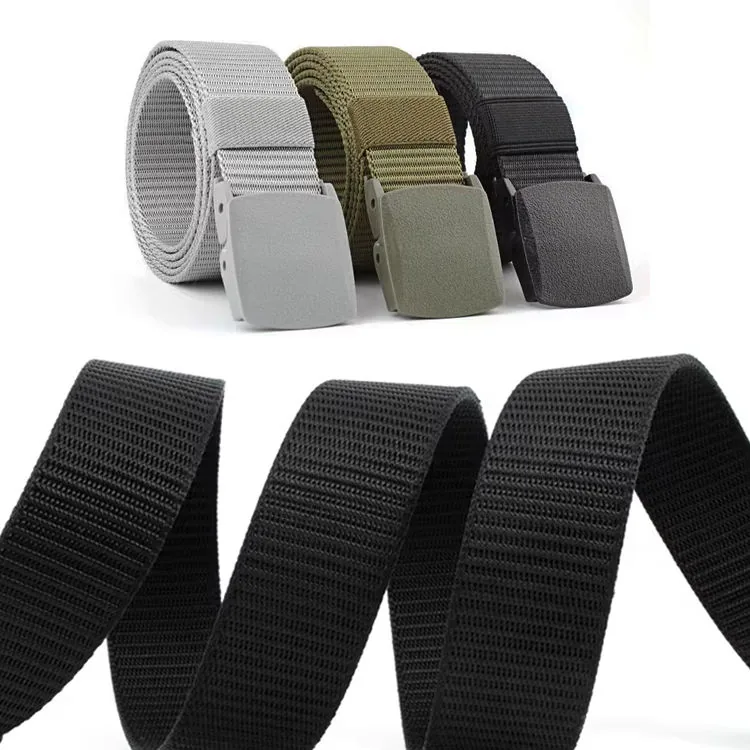 Custom Logo Plastic Buckle Casual Belt — Black view 3