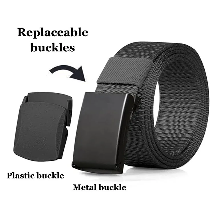 Custom Logo Plastic Buckle Casual Belt — Black view 4