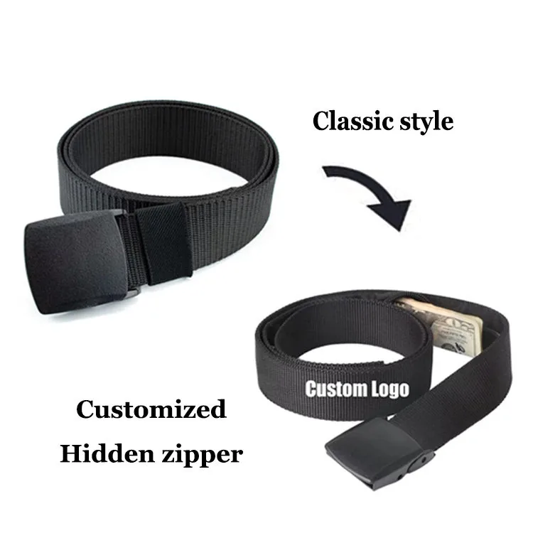 Custom Logo Plastic Buckle Casual Belt — Black view 5