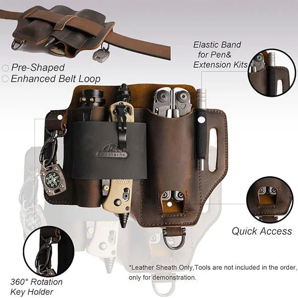 EDC Genuine Leather Survival Waist Pouch view 3