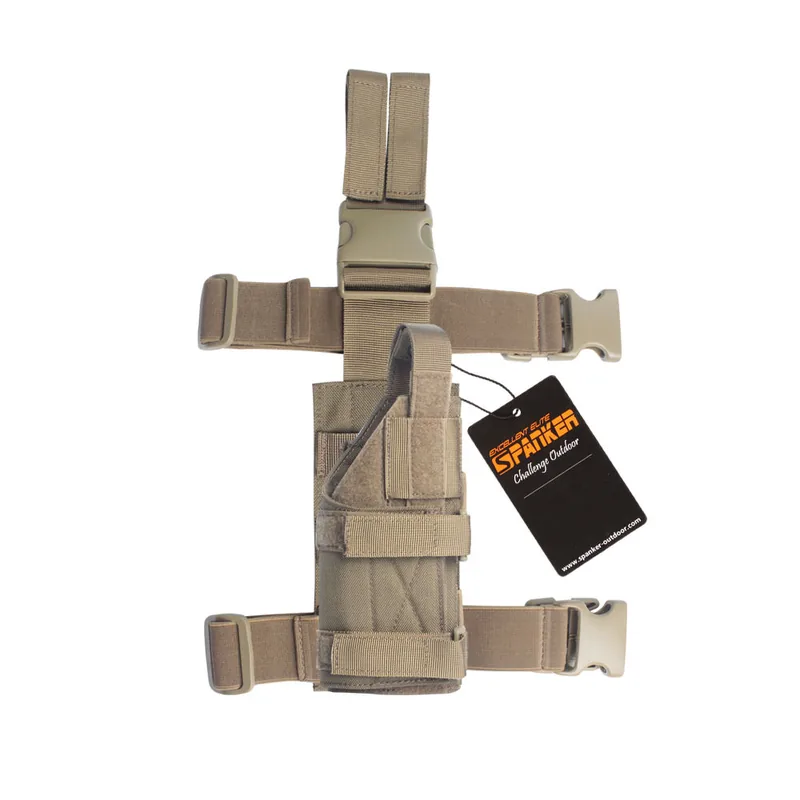 Adjustable Mini MOLLE Drop Leg Panel with Right-Hand Holster Pouch — Tactical Accessories