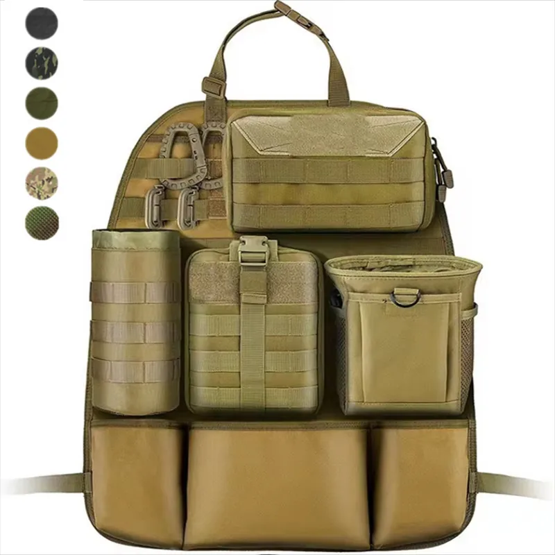 Universal MOLLE Vehicle Seat Organizer with 4 Removable Pouches and Waterproof Back Seat Cover — Tactical Accessories