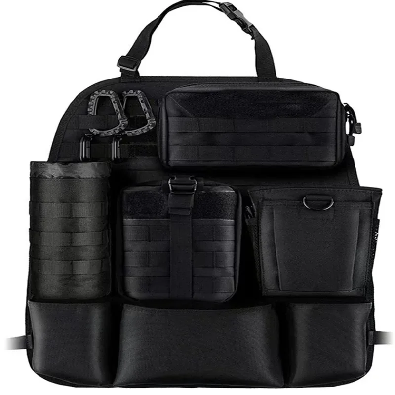 Universal MOLLE Vehicle Seat Organizer with 4 Removable Pouches and Waterproof Back Seat Cover view 3
