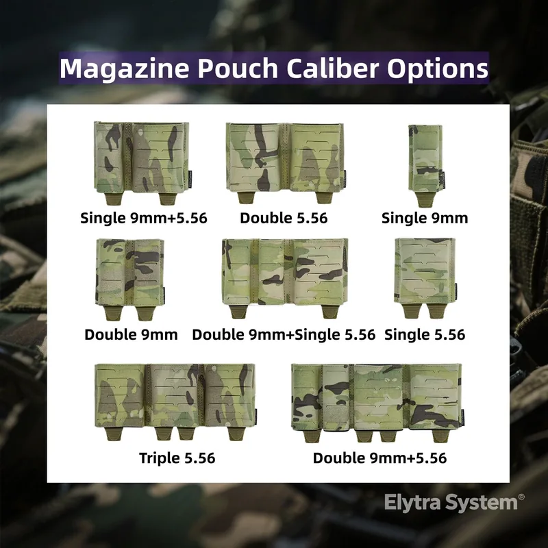 Laser-Cut MOLLE Front Panel with Single 5.56 Magazine Pouch and Elastic K-Clip view 3