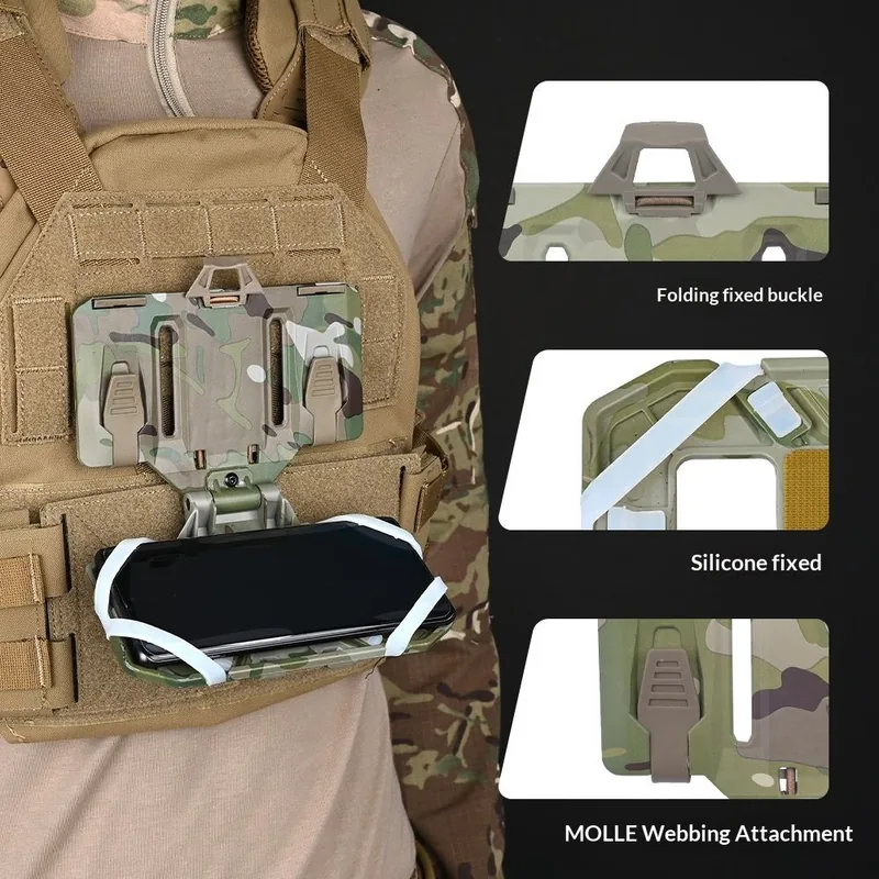Universal MOLLE Navigation Panel with Foldable Adjustable-Angle Phone Holder view 5