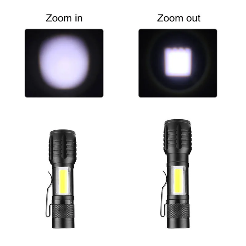 Zoomable Super Bright Mini COB LED Torch Flashlight view 2