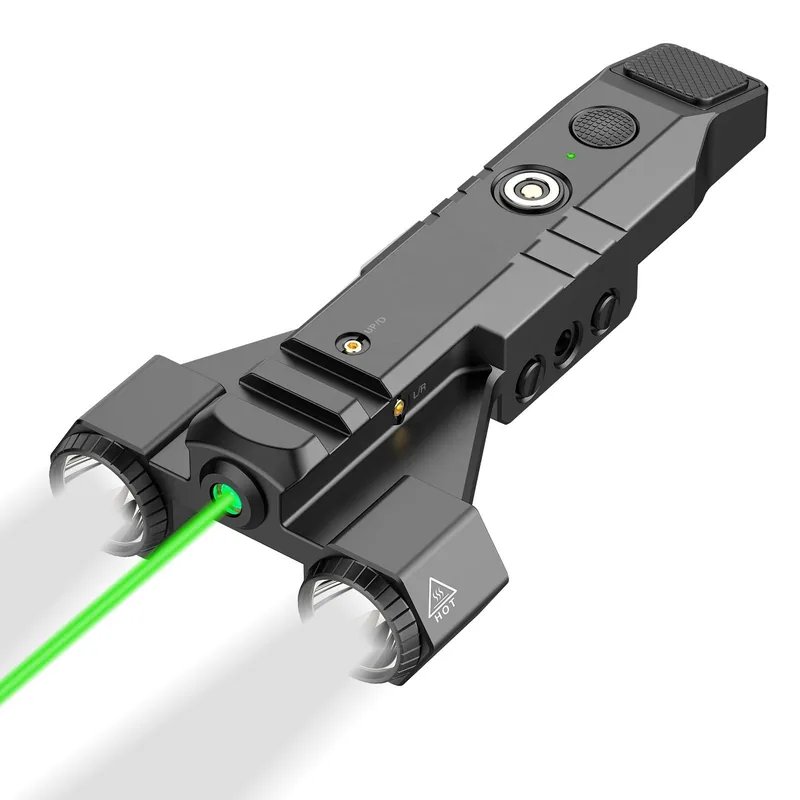 Dual-Lens 1450 Lumen Tactical Flashlight with Green Laser Beam — Tactical Accessories