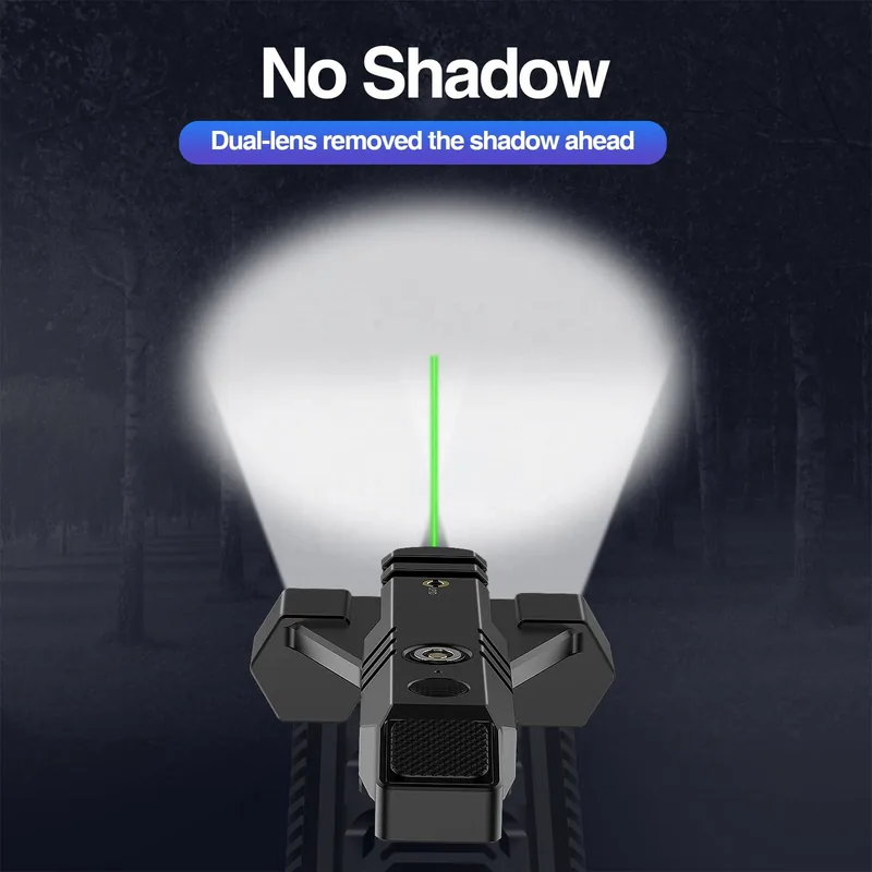 Dual-Lens 1450 Lumen Tactical Flashlight with Green Laser Beam view 3