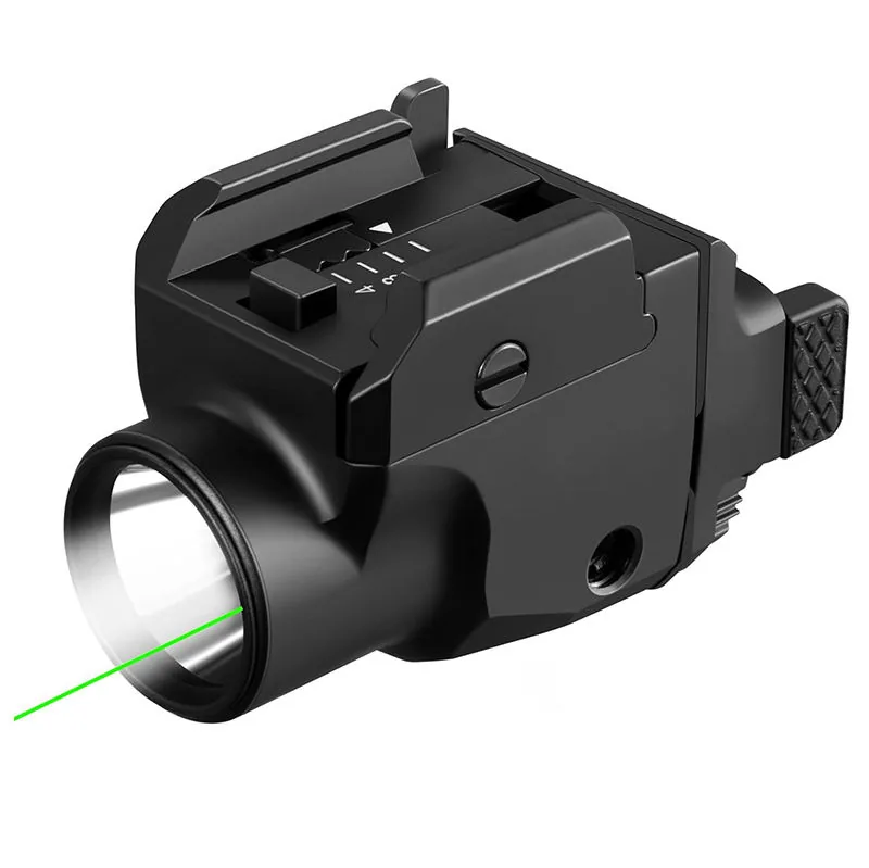 Compact Rechargeable USB-C Tactical Flashlight with 5mW Green Laser — Tactical Accessories