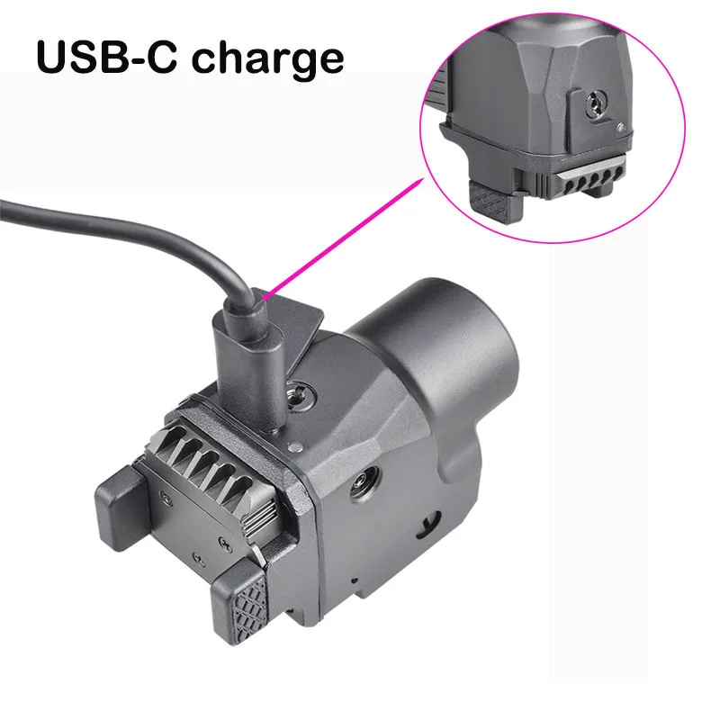Compact Rechargeable USB-C Tactical Flashlight with 5mW Green Laser view 4