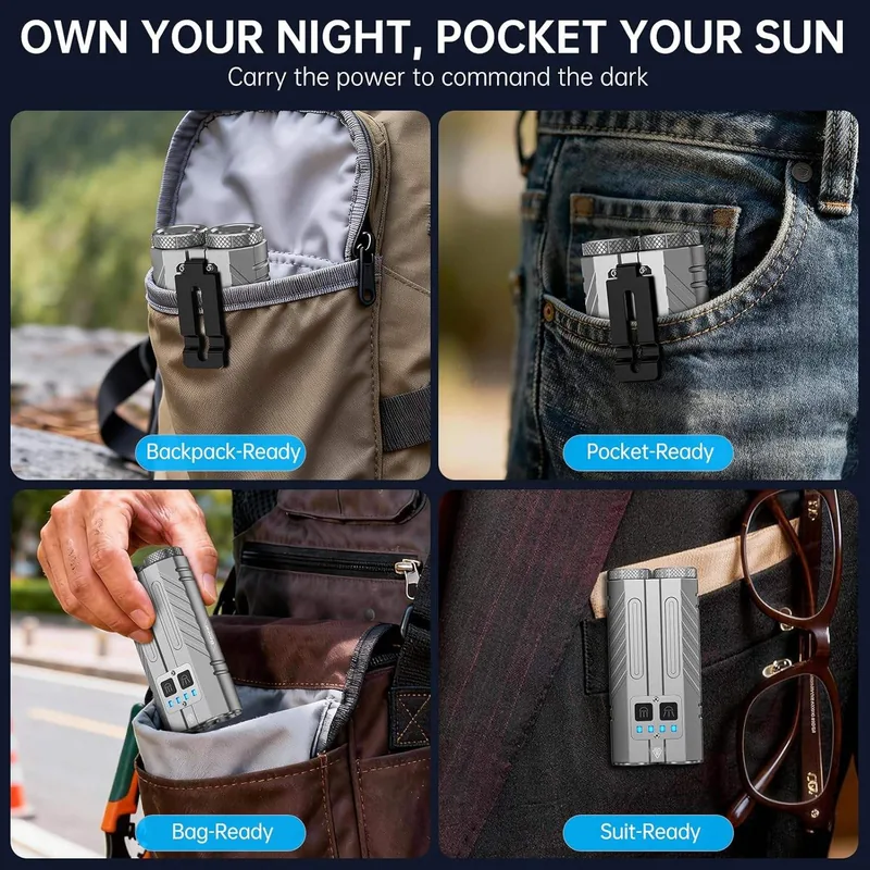 3100 Lumen USB Type-C Rechargeable Tactical Flashlight (7 Modes, Grey) view 5