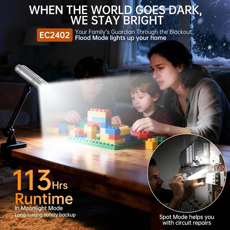3100 Lumen USB Type-C Rechargeable Tactical Flashlight (7 Modes, Grey) view 6