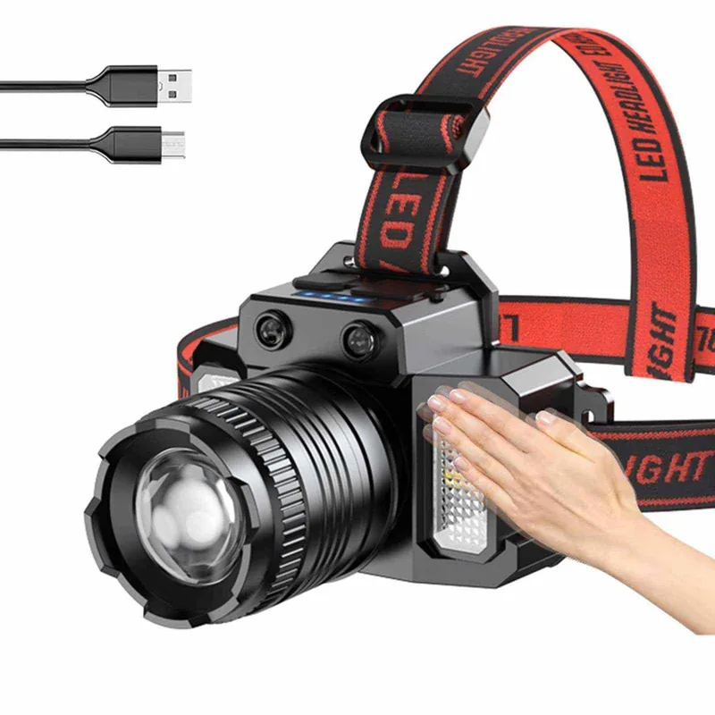 Portable Zoom Motion-Sensor Rechargeable Headlamp (USB-C) — Tactical Accessories