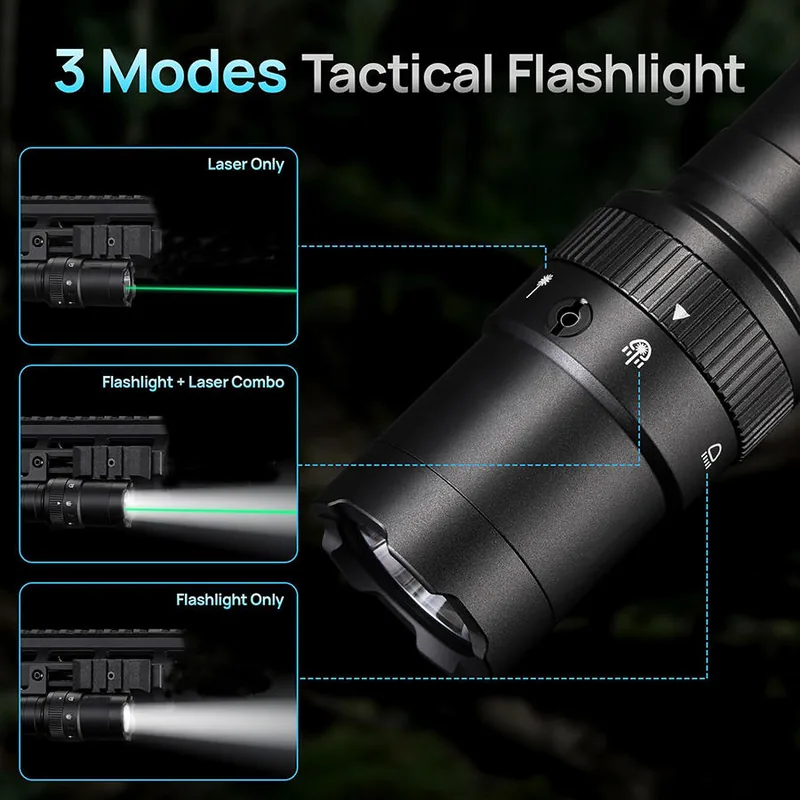 Tactical Red/Green Dot Laser Sight with Integrated LED Flashlight view 5