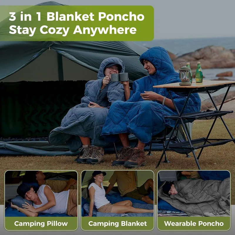 Woobie Blanket Poncho Liner 3-in-1 — Black view 5