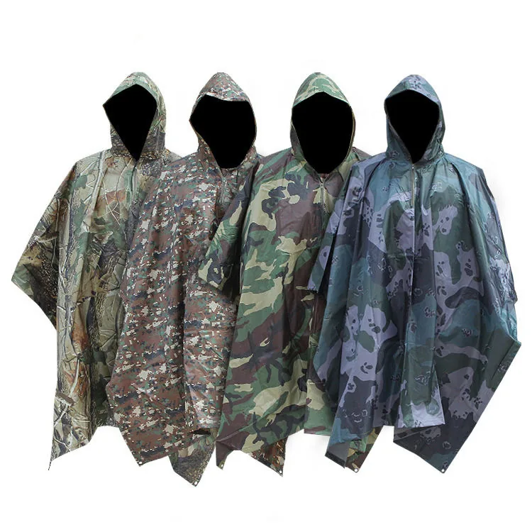Camouflage Cloak PVC Poncho — Camo — Tactical Camping