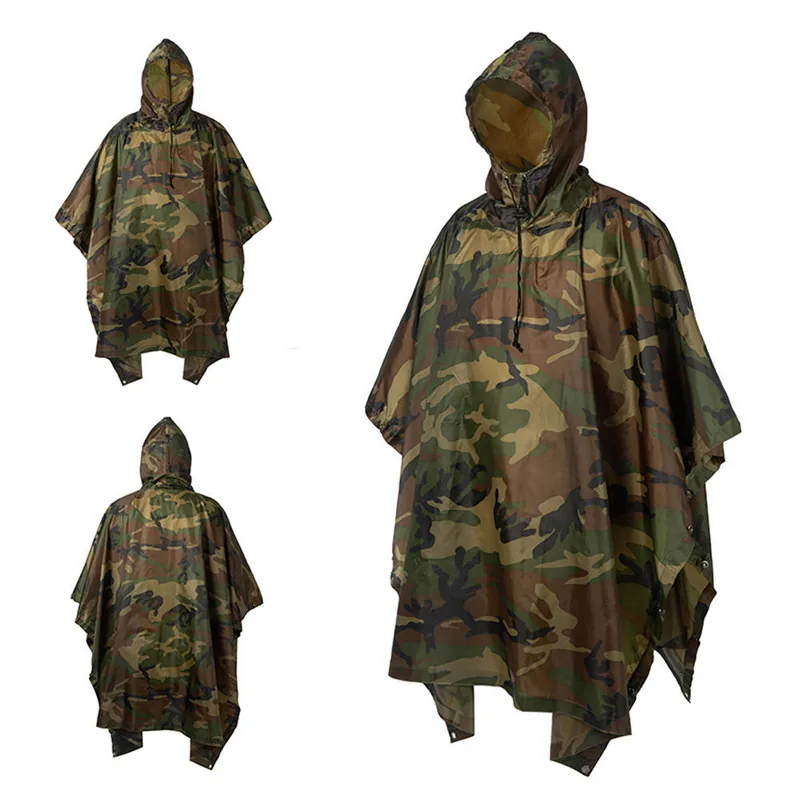 Camouflage Cloak PVC Poncho — Camo view 3