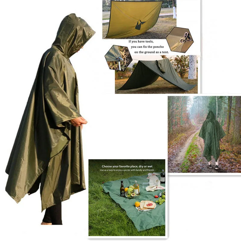 Camouflage Cloak PVC Poncho — Camo view 5