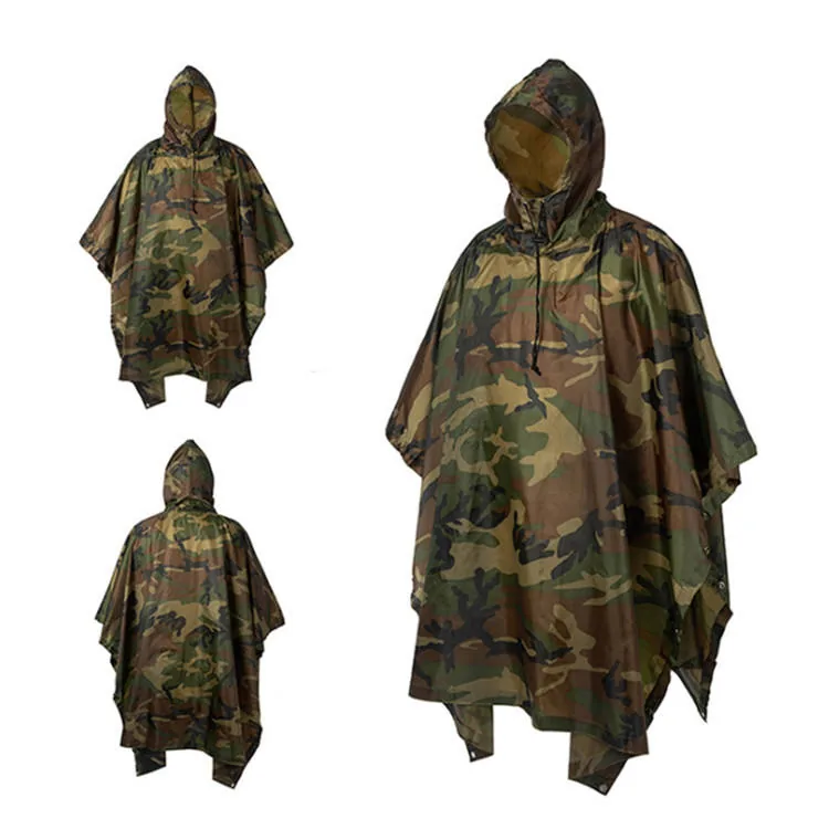 Waterproof Camouflage Raincoat Poncho — Camo — Tactical Camping
