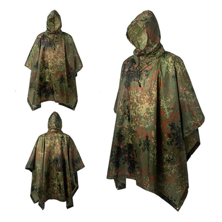 Waterproof Camouflage Raincoat Poncho — Camo view 5