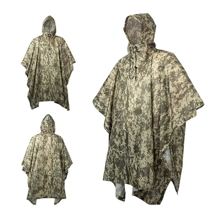 Waterproof Camouflage Raincoat Poncho — Camo view 6