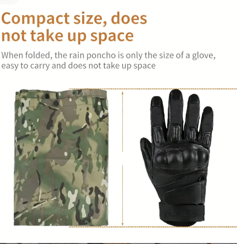 Waterproof Camouflage Adult Poncho 3-in-1 — Camo view 5