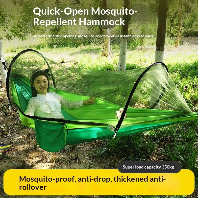 Anti-Rollover Mosquito Hammock — Green view 5