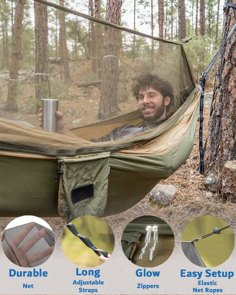 Double Hammock with Rain Fly and Net — Blue view 4