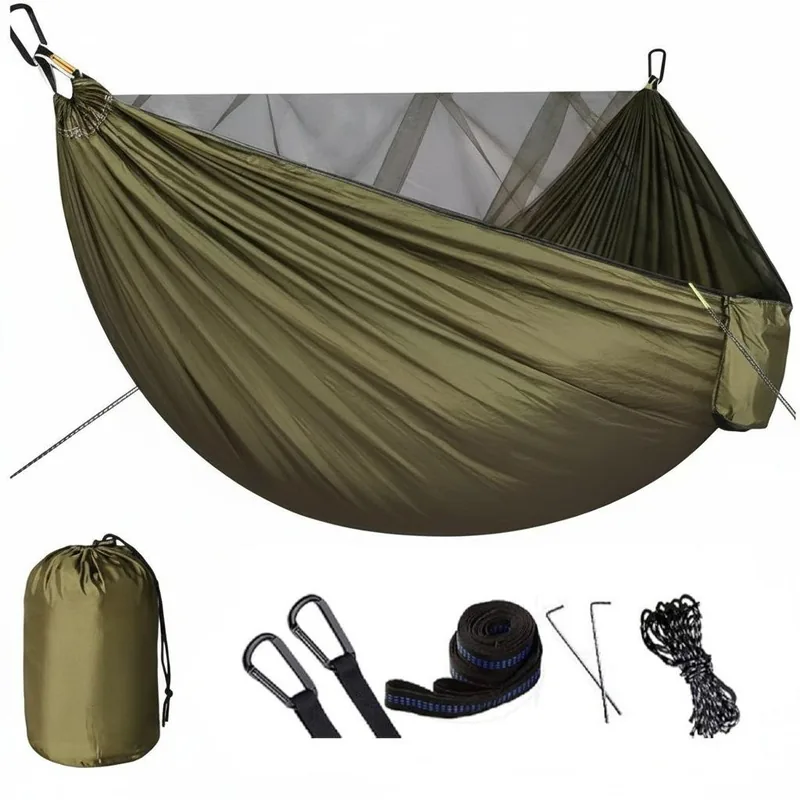 Mosquito Proof Camping Hammock — Green — Tactical Camping