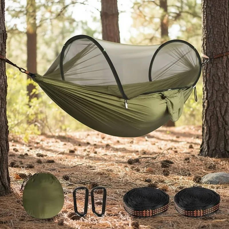Mosquito Proof Camping Hammock — Green view 5