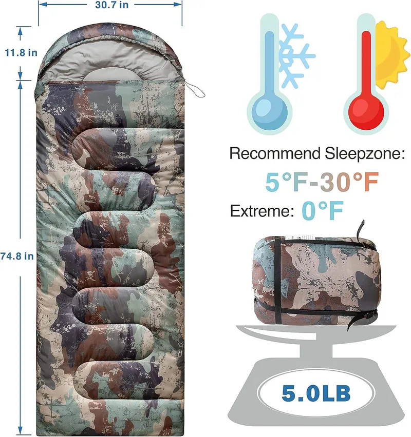 Cold Weather Winter Camo Sleeping Bag — Camo view 5
