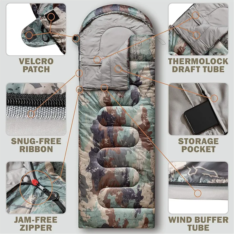 Cold Weather Winter Camo Sleeping Bag — Camo view 6