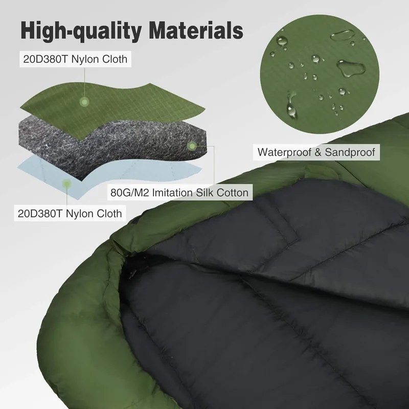3 Season Ultra-Lightweight Mummy Bag — Green view 3