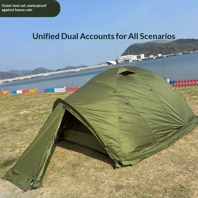 Tactical Double-Layer Shelter Tent — Green view 4