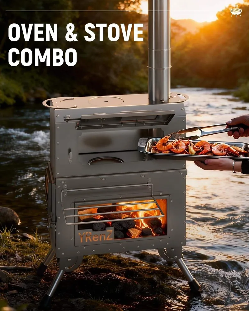 Professional Folding Wood Stove — Silver view 2