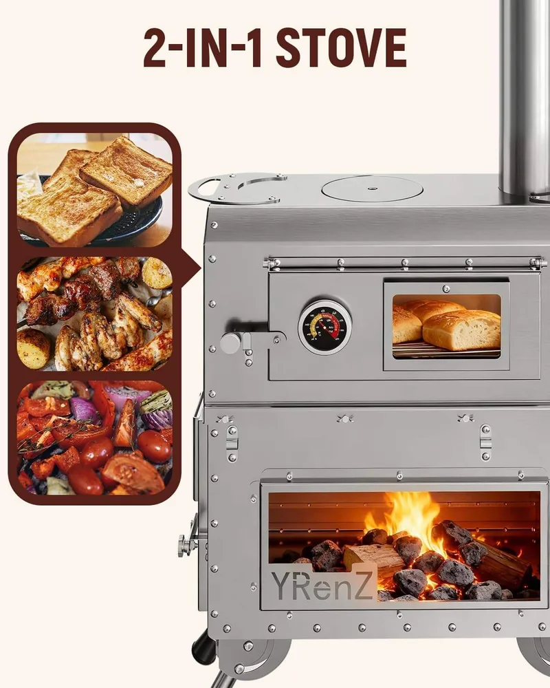 Professional Folding Wood Stove — Silver view 3