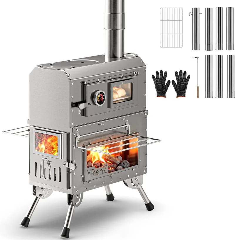 Professional Folding Wood Stove — Silver view 4