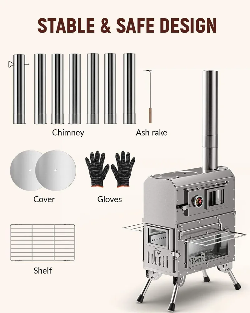 Professional Folding Wood Stove — Silver view 5