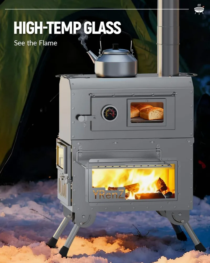 Professional Folding Wood Stove — Silver view 6